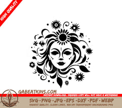  A Woman With Flowers In Her Hair SVG - Flower Sun Woman SVG