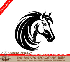  A Horses Head With A Long Mane SVG - Flowing Mane in Vectors Monochrome HorsesBold Equestrian Artistry Black Vector Style SVG