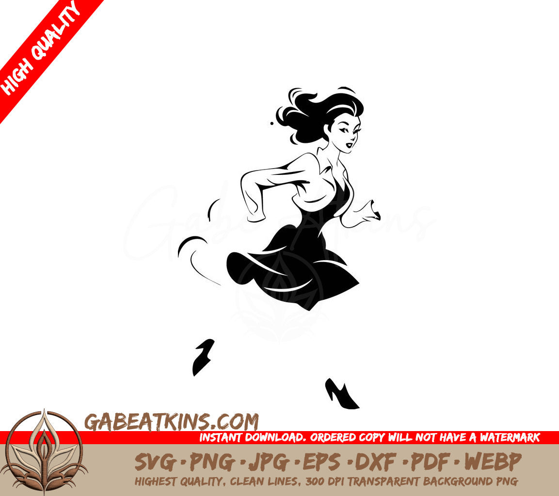 Black Woman Running SVG - Elegant Fluid Motion Vector Design SVG
