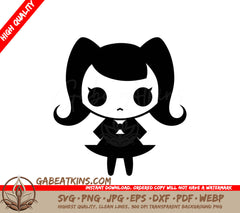 ## Ghoulishly Cute Goblin Girl with Pigtails - Halloween SVG SVG