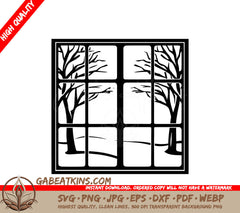  Trees In A Window SVG - Frosty Winter Window SVG