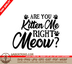 Are You Kitten Me Right Meow Funny Cat SVG Design -  SVG