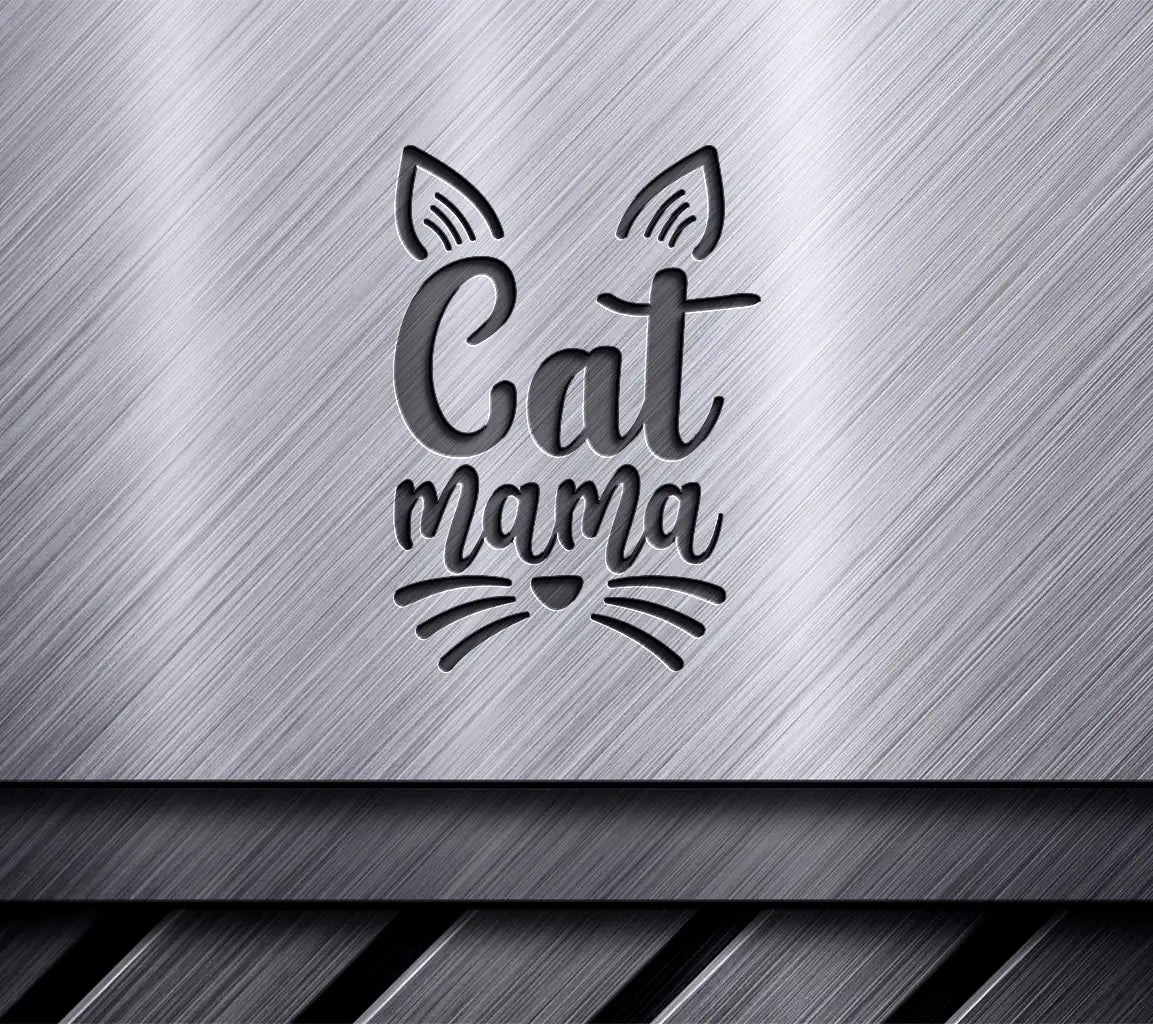 Cat Mama SVG with Ears & Whiskers - Funny Cat Mom Design SVG