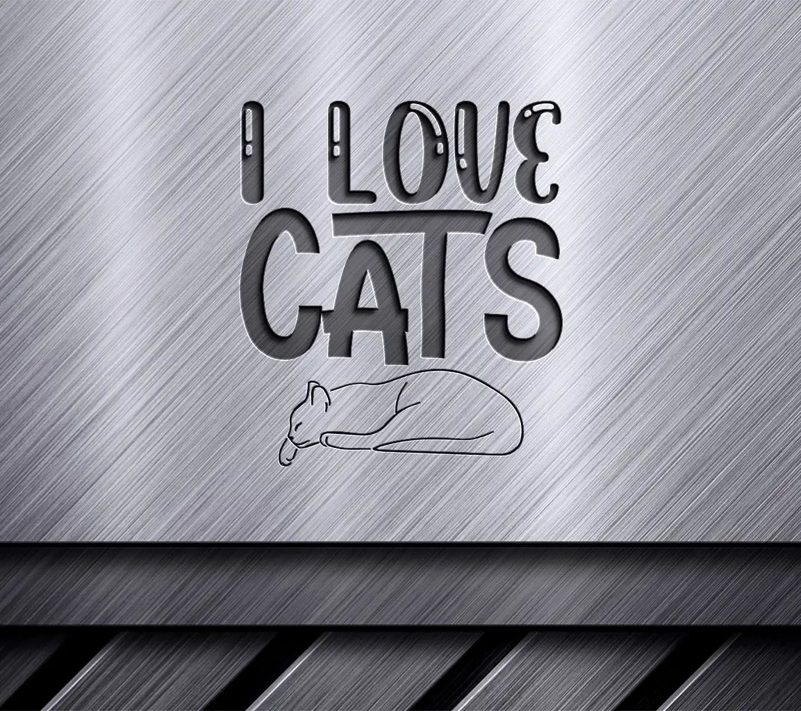 I Love Cats Sleeping Cat SVG -  Drawing SVG