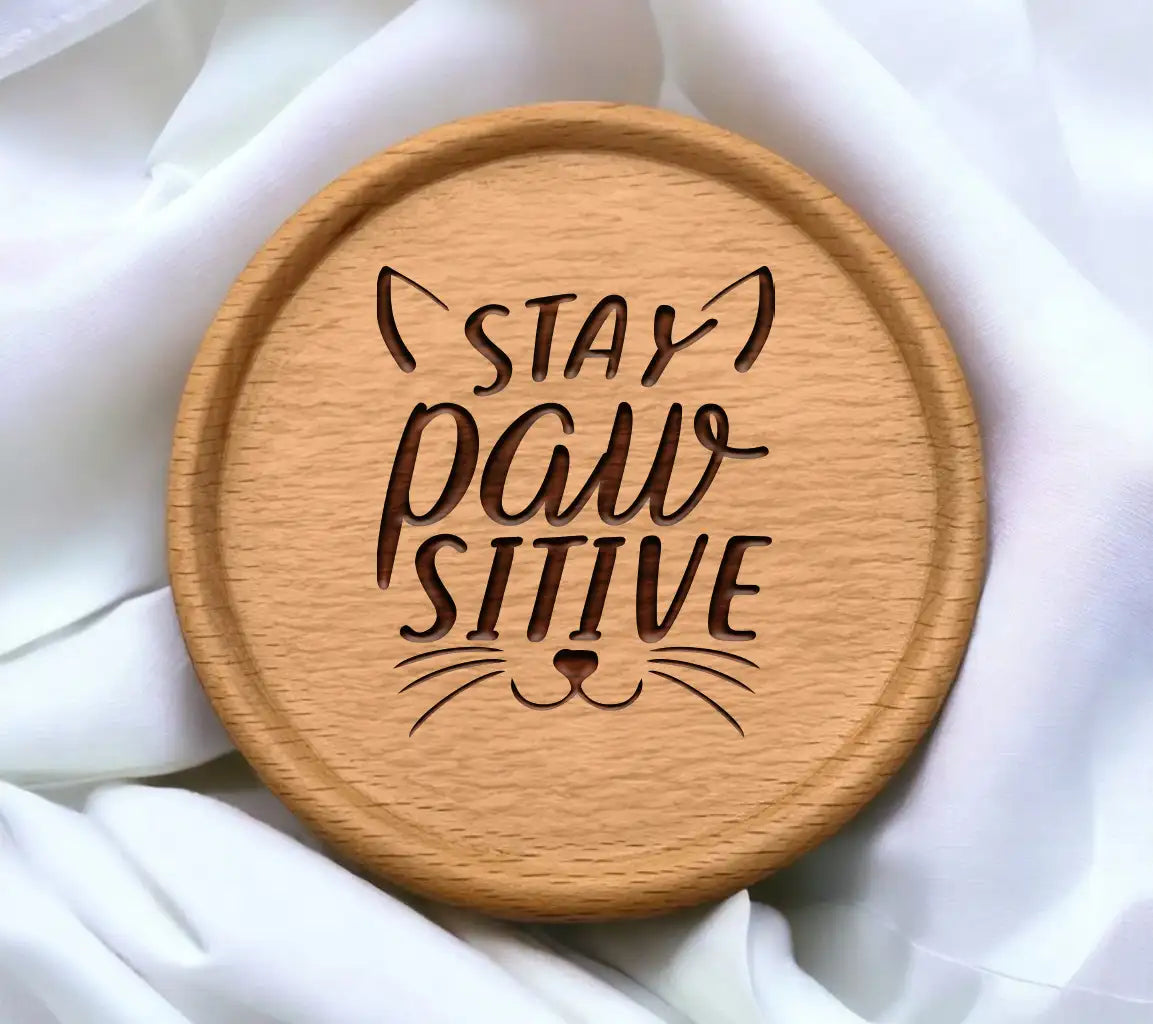Stay Pawsitive Cat SVG - Funny Cat Design SVG