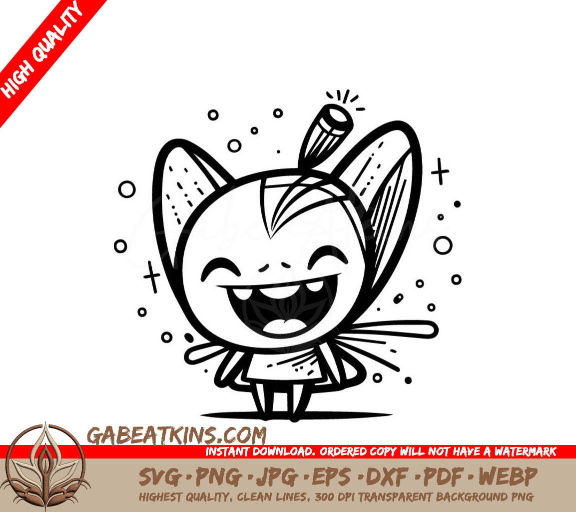 Smiling Magic Cat SVG - Funny  Cartoon Illustration SVG