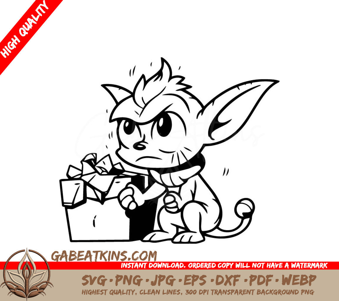 Funny  Cat Holding Gift Box SVG SVG