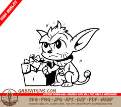 Funny  Cat Holding Gift Box SVG SVG