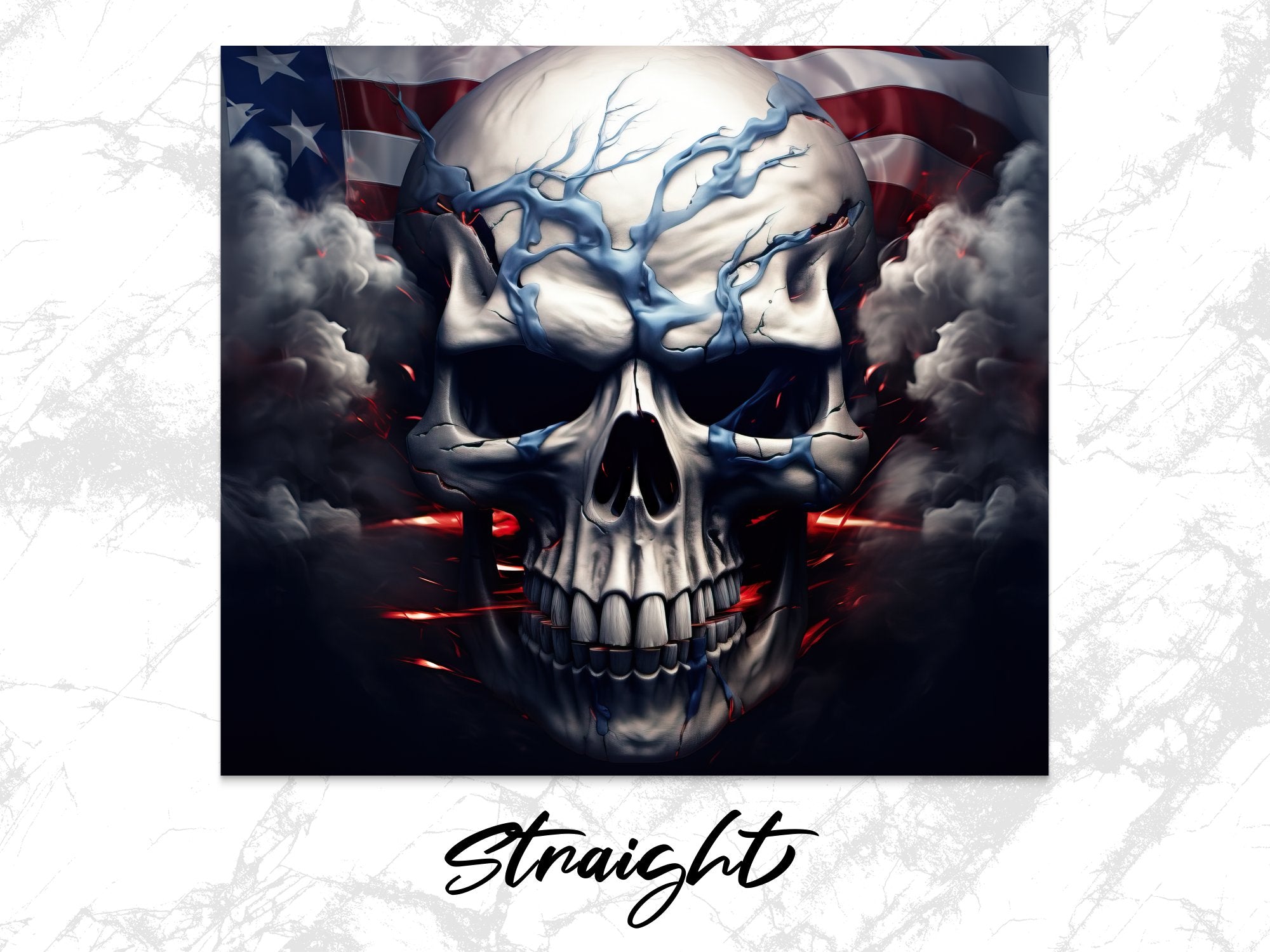 Valor in the Veins: 3D Skull & American Flag 20oz Tumbler Wrap Sublima | 3D Skull & American Flag 20oz Tumbler Wrap Sublimation PNG