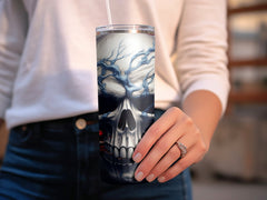 Valor in the Veins: 3D Skull & American Flag 20oz Tumbler Wrap Sublima | 3D Skull & American Flag 20oz Tumbler Wrap Sublimation PNG