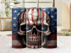 American Flag Skull Tumbler Design | Patriotic 20oz Cup Wrap | Digital Download | USA Pride Sublimation Art | Independence Day Tumbler Wrap | Tumbler Wrap | 20oz tumbler wrap, 3D Skull, aesthetic appeal, American Flag, beverage companion, conversation starter, eye-catching design, high-quality print, indomitable spirit, memorable expression, national pride, new arrival, patriotic spirit, perfect for 20oz tumblers, PNG file, Skulls, Skulls Tumbler Wrap, Stars and Stripes Forever, straight format, sublimation