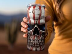 American Flag Skull Tumbler Design | Patriotic 20oz Cup Wrap | Digital Download | USA Pride Sublimation Art | Independence Day Tumbler Wrap - Gabe Atkins Designs
