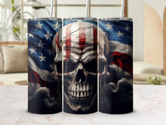 Bleeding American Flag Skull 20oz Tumbler Design | Patriotic Skull Sublimation Wrap | Haunting USA Flag Skull Tumbler Graphic | Tumbler Wrap | 20oz tumbler wrap, 3D Skull, captivating attention, dynamic 3D effect, emblem of strength, enhanced appeal, everyday drinkware, eye-catching design, firm resolve, Fluid American Flag, high-quality print, new arrival, patriotic spirit, PNG file, sipping with determination, Skulls, Skulls Tumbler Wrap, special for 20oz tumblers, Stalwart Stripes, straight format, stubb
