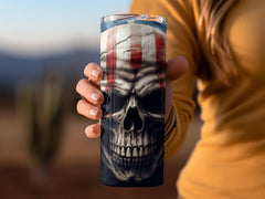 Bleeding American Flag Skull 20oz Tumbler Design | Patriotic Skull Sublimation Wrap | Haunting USA Flag Skull Tumbler Graphic - Gabe Atkins Designs