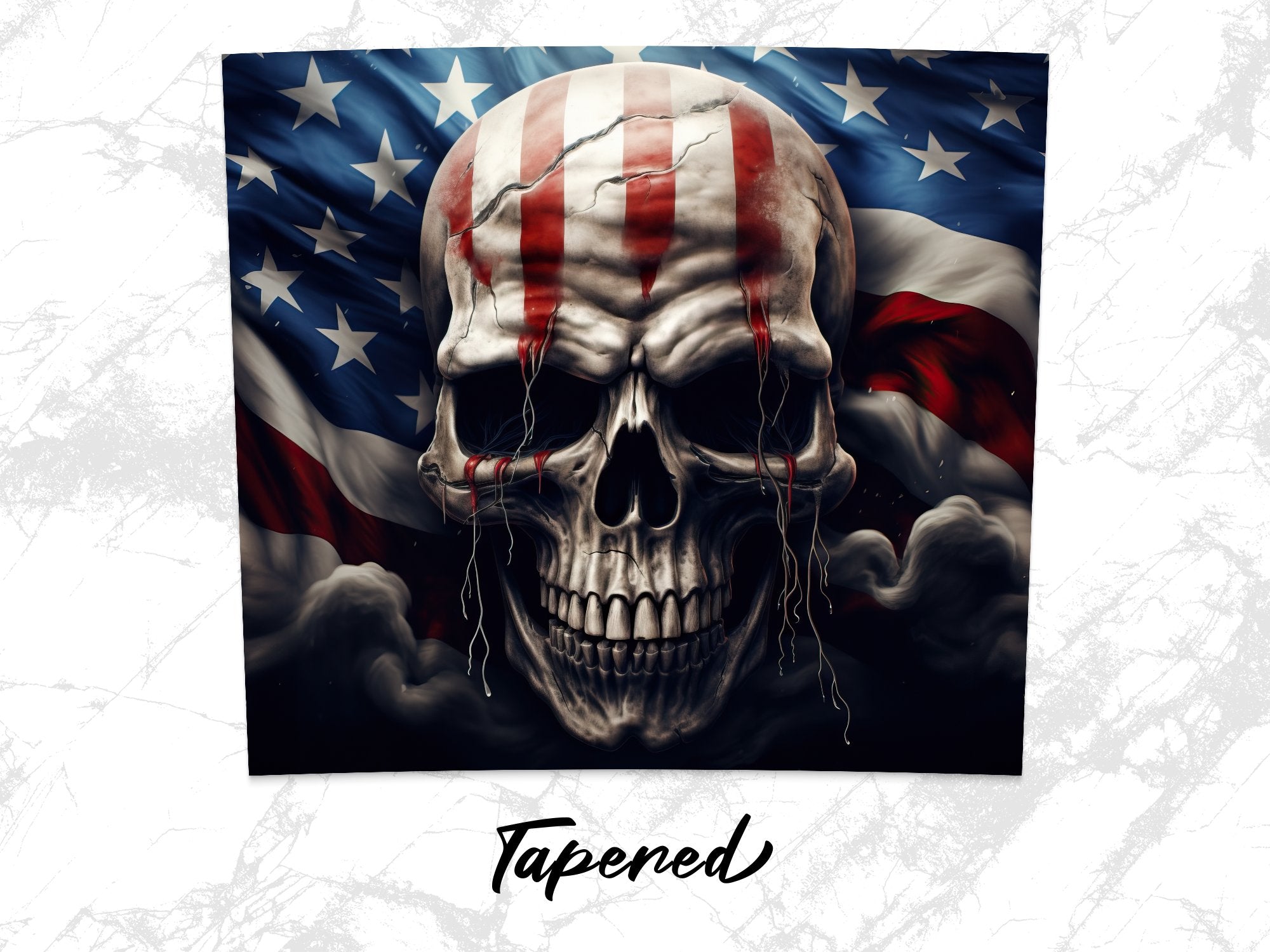Bleeding American Flag Skull 20oz Tumbler Design | Patriotic Skull Sublimation Wrap | Haunting USA Flag Skull Tumbler Graphic - Gabe Atkins Designs