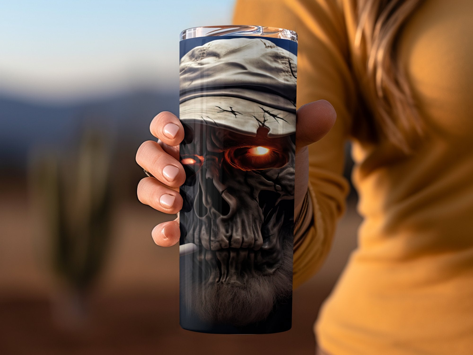 Rugged Marine Skull: Patriotic 20oz Tumbler Wrap Sublimation Design PNG - Gabe Atkins Designs