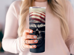 Stormy Striped Skull Tumbler Wrap | Dramatic 20oz American Flag Design | Dramatic 20oz American Flag Design