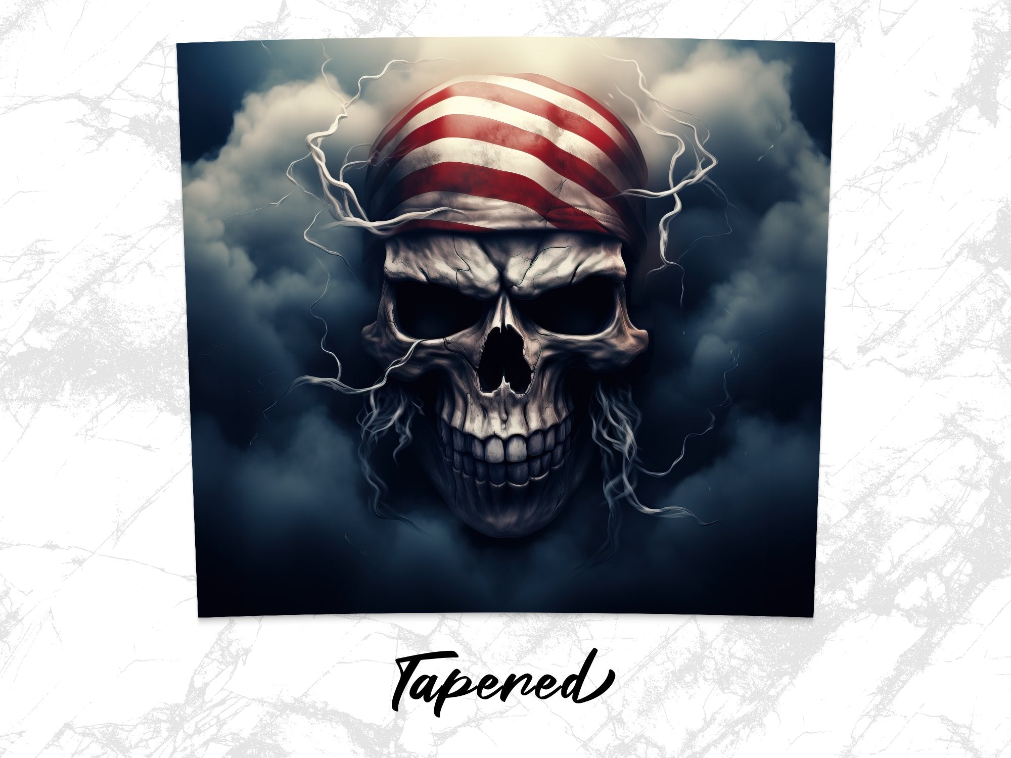 Stormy Striped Skull Tumbler Wrap | Dramatic 20oz American Flag Design | Dramatic 20oz American Flag Design