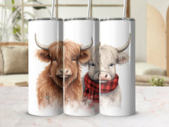 Festive Highland Cow 20oz Tumbler Wrap Designs - Set of 29 Sublimation | Festive Highland Cow 20oz Tumbler Wrap Designs - Set