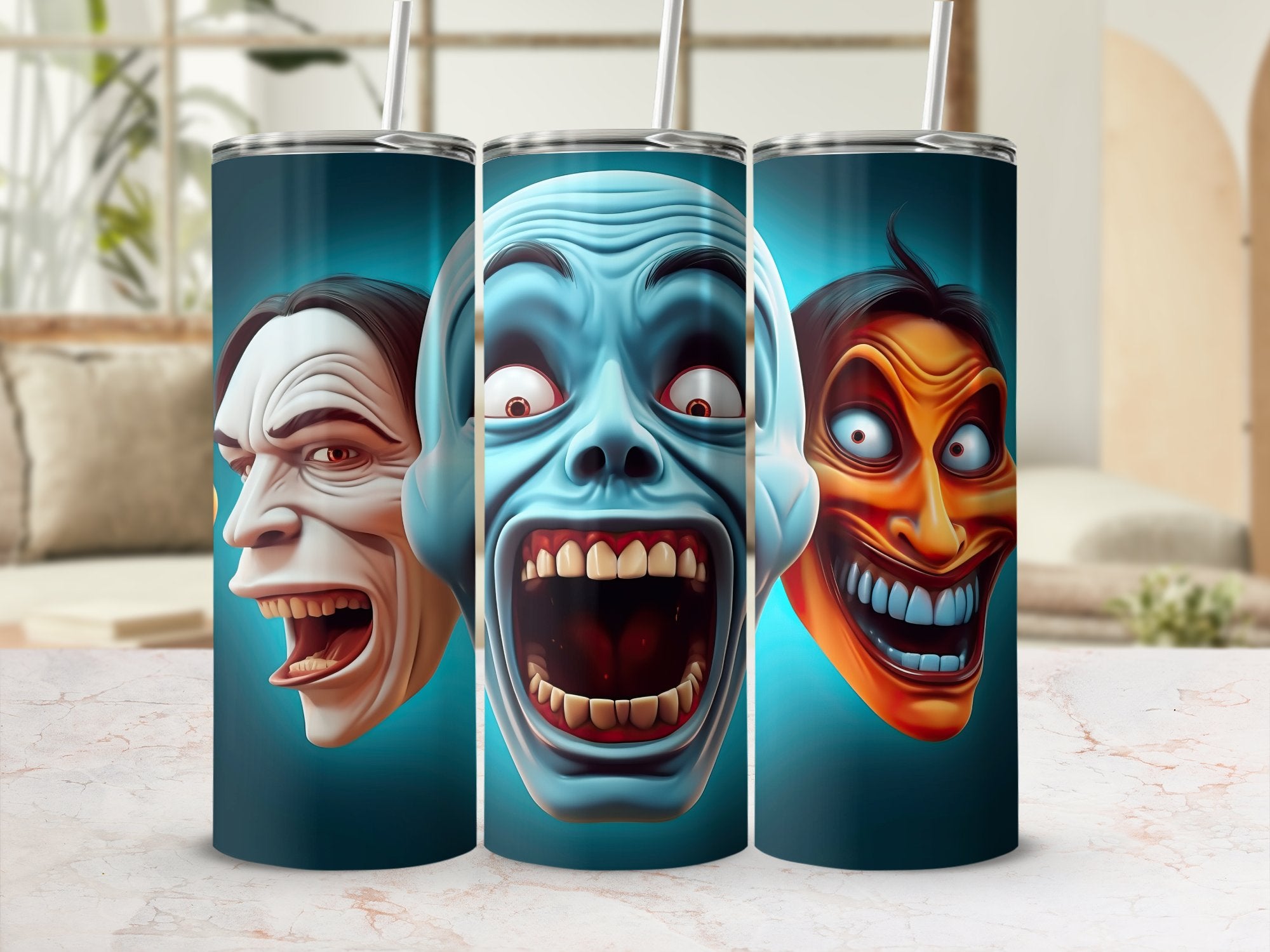Iconic Horror Characters: Spine-Chilling 20oz Tumbler Wrap Sublimation PNG - Gabe Atkins Designs