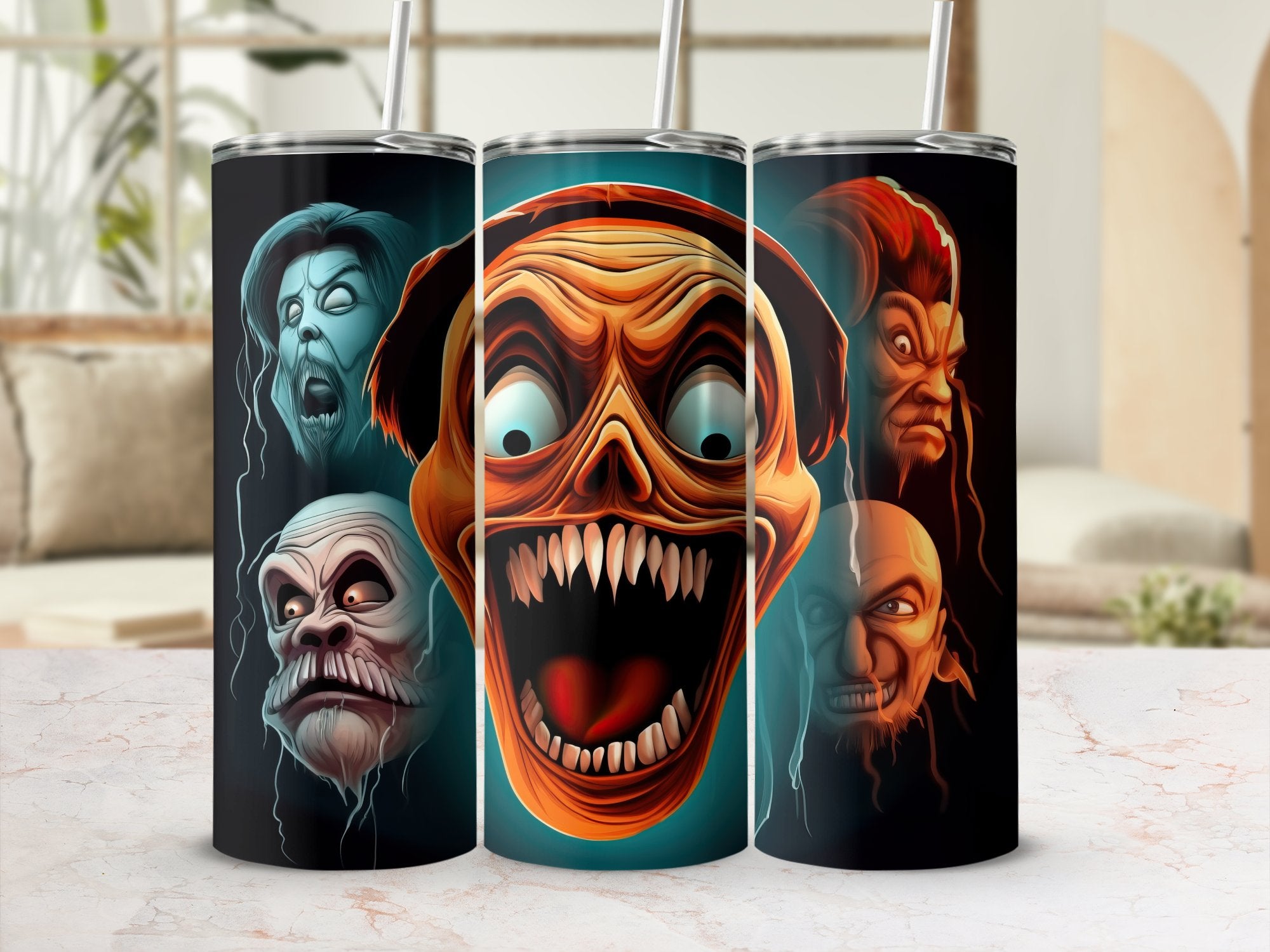 Iconic Horror Characters: Spine-Chilling 20oz Tumbler Wrap Sublimation PNG - Gabe Atkins Designs