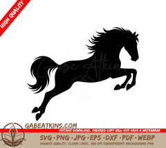 A Silhouette Of A Horse Jumping On Its Hind Legs SVG - Galloping Elegance Rearing Horse Silhouette Logo Icon Vector Illustration SVG