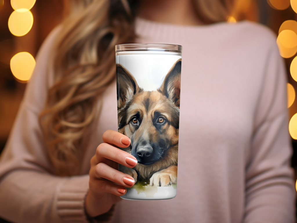 German Shepherd Dog Relaxing in Nature 20Oz Tumbler Wrap Sublimation D | Nature 20Oz Tumbler Wrap Sublimation Design