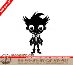 Cute Goblin Halloween SVG -  Cartoon Character with Bow Tie SVG