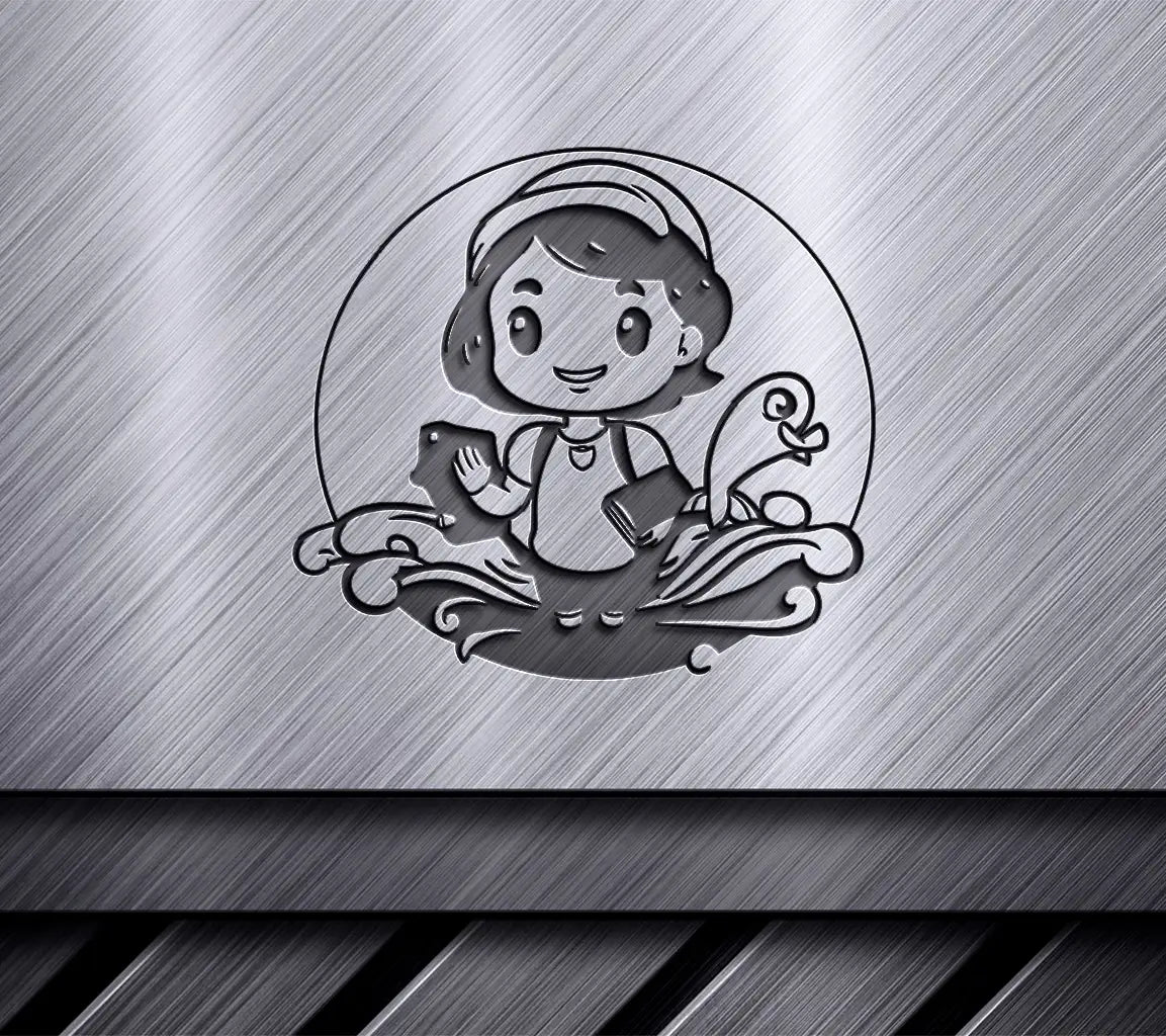  Girl Reading with Fish SVG - Digital Illustration SVG