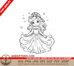  A Little Girl In A Princess Dress SVG - Glittering Fairy Princess SVG