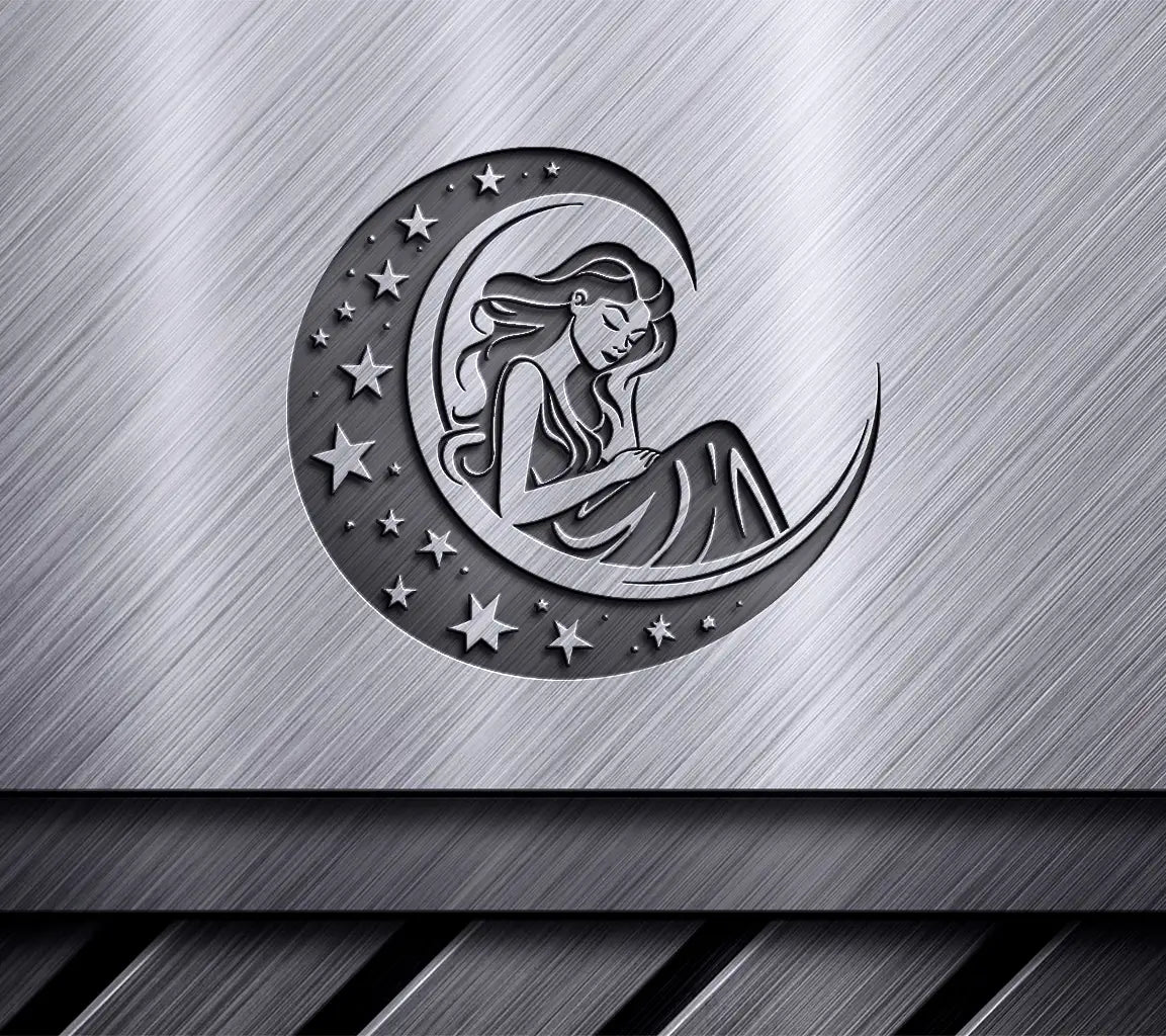 Smiling Pregnant Woman Crescent Moon SVG - Miracle of Motherhood SVG