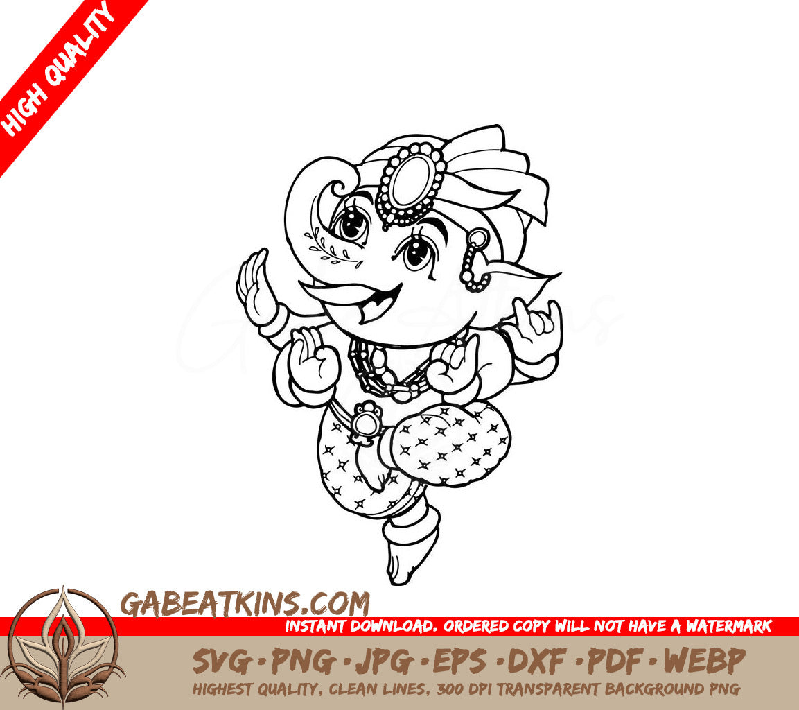  Ganesha Elephant SVG - Indian God of Success Illustration SVG