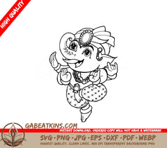  Ganesha Elephant SVG - Indian God of Success Illustration SVG