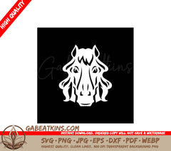  A Horses Head SVG - Golden horse muzzle with mane Chinese New Year monochrome icon vector flat illustration SVG