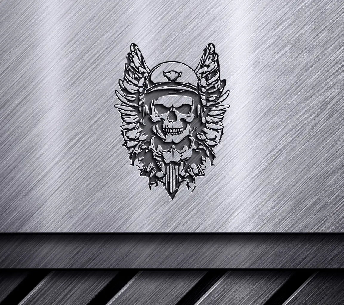 Gothic Skull with Wings Helmet SVG -  Drawing SVG