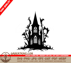 Gothic Haunted House SVG - Minimalist  Design Illustration SVG