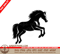  A Horse On Its Hind Legs SVG - Graceful Ascent Rearing Horse Logo Icon Symbol in Vector Silhouette SVG