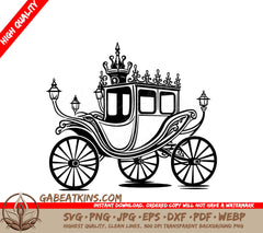  Horse Drawn Carriage SVG - Royal Crown, Regal Romance Design SVG