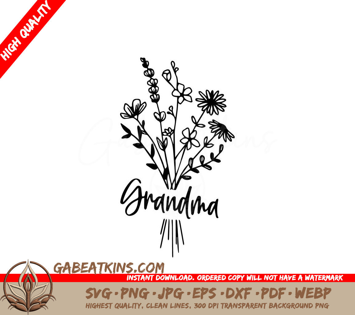  Flowers And The Word Grandma SVG - Grandma SVG SVG