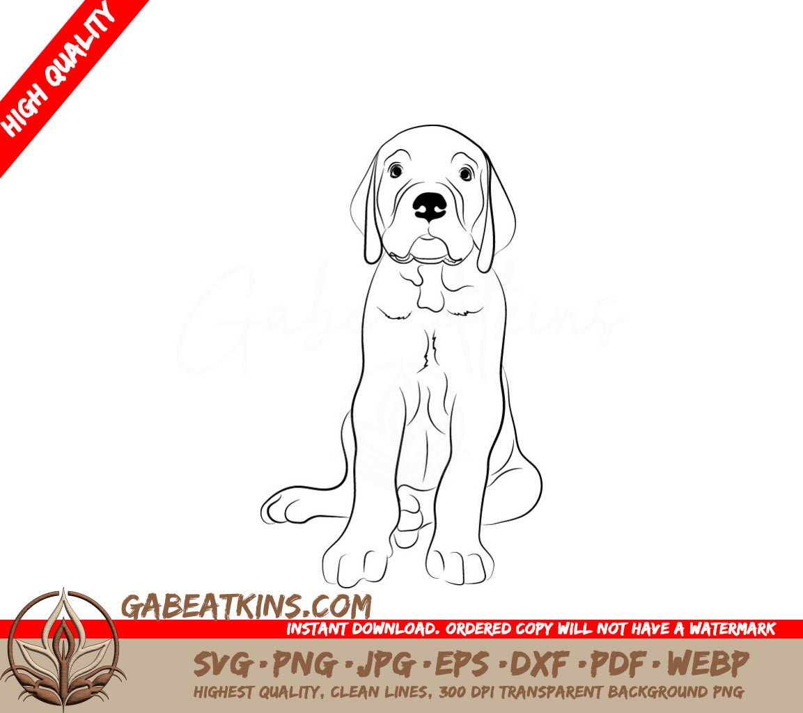Great Dane Puppy Sitting SVG -  Illustration SVG