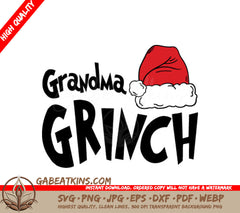 Grandma Grinch with Santa Hat SVG Design - Grinch Family SVG