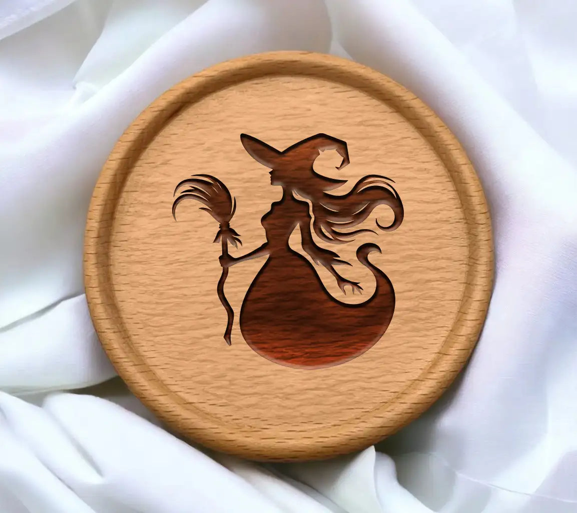 Halloween Witch Silhouette SVG - Long Hair & Broom SVG