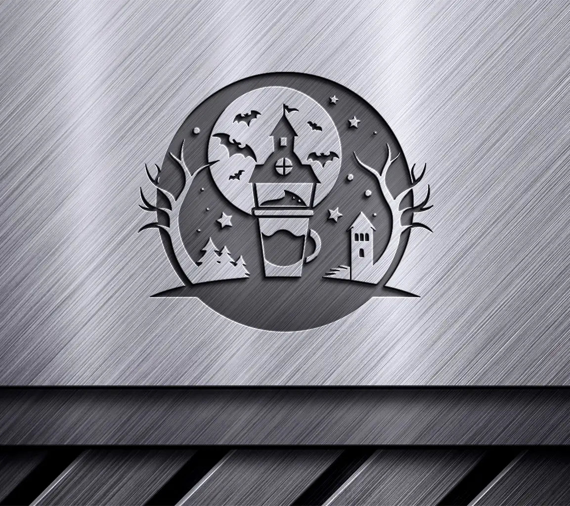 Halloween Coffee House SVG -  Silhouette Design Design SVG