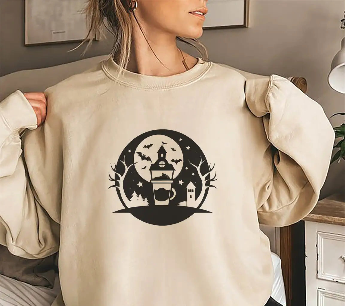 Halloween Coffee House SVG -  Silhouette Design Design SVG