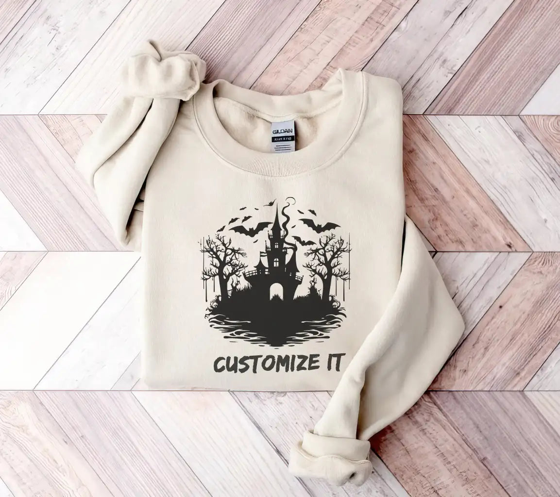 Haunted Castle SVG  Halloween Icon with Bats & Trees SVG