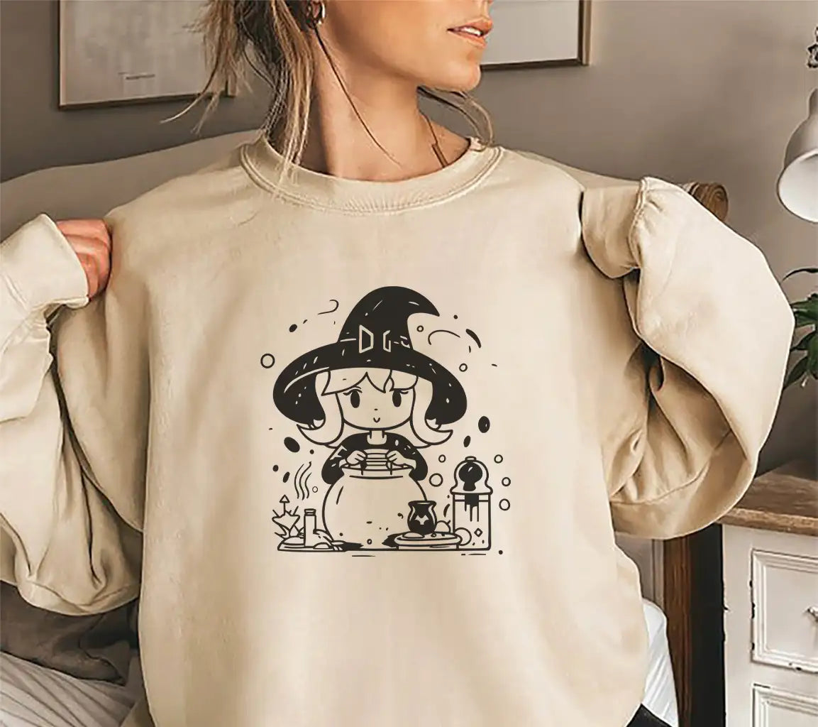 Cute Witch with D Hat SVG - Halloween Vector Illustration SVG