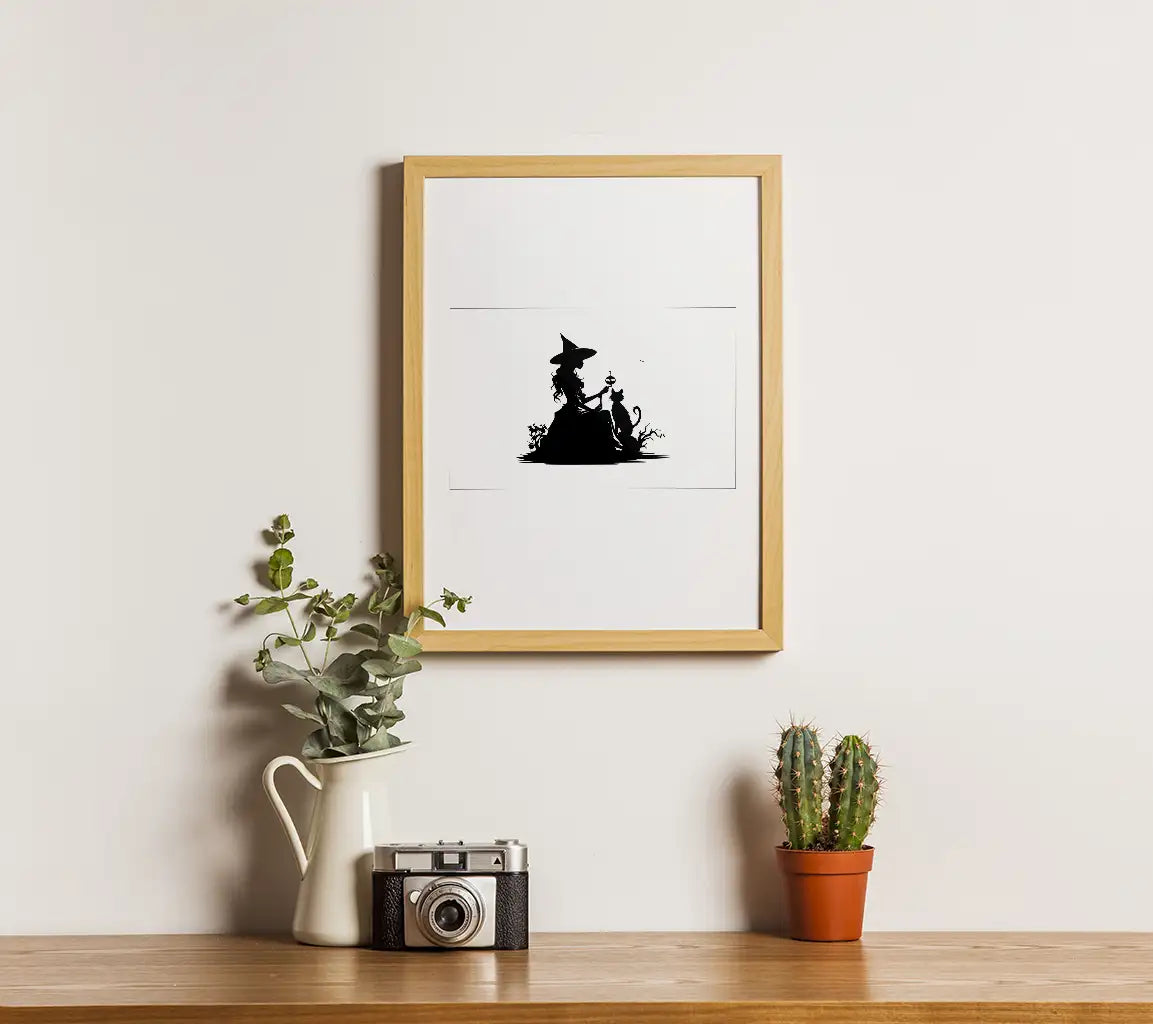 Halloween Witch Silhouette SVG Bundle Rock, Broom, Cat & More SVG