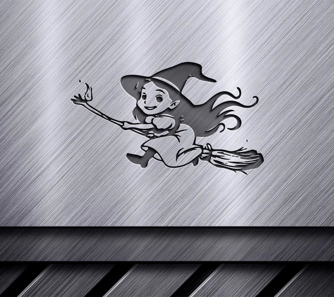 Halloween Witch Flying on Broom SVG -  Illustration SVG