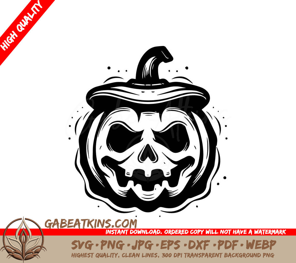 Halloween Pumpkin Skull SVG -  Drawing SVG