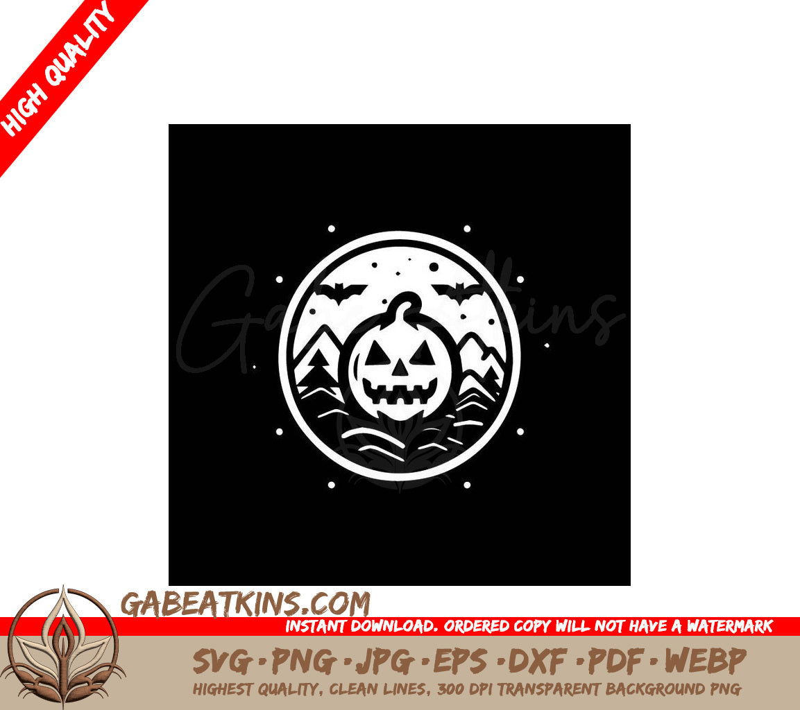  Pumpkin with Mountains SVG - Halloween Illustration SVG